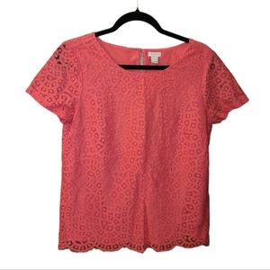 J.Crew Cut Out Detail Bright Short Sleeve Top‎